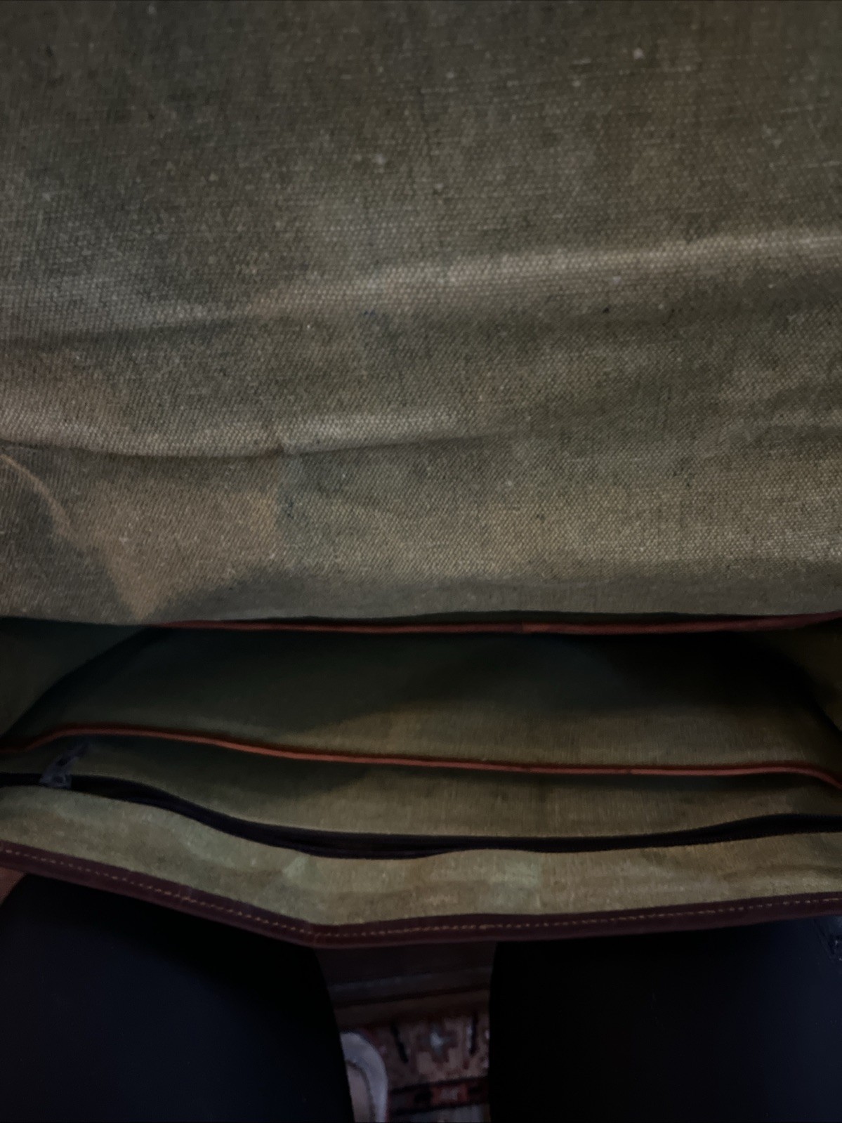 Large Leather Linen Lined Messenger Bag Laptop Brief Case Shoulder Bag Brown
