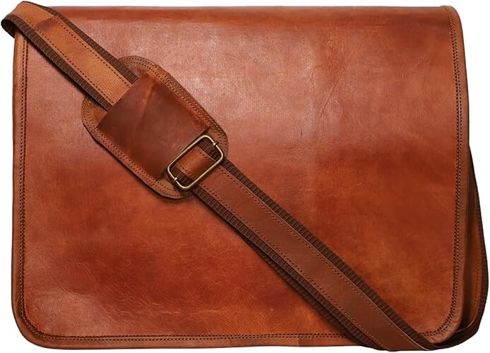 Handmade expandable Goat Reliable Leather Laptop Satchel