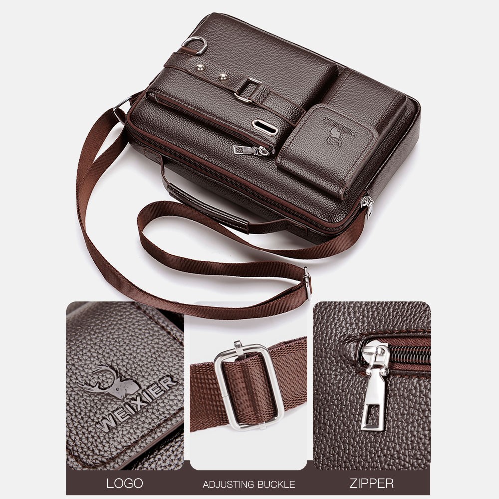 Laptop Shoulder Bag Zipped Document Messenger Briefcase Work Travel Office Strap