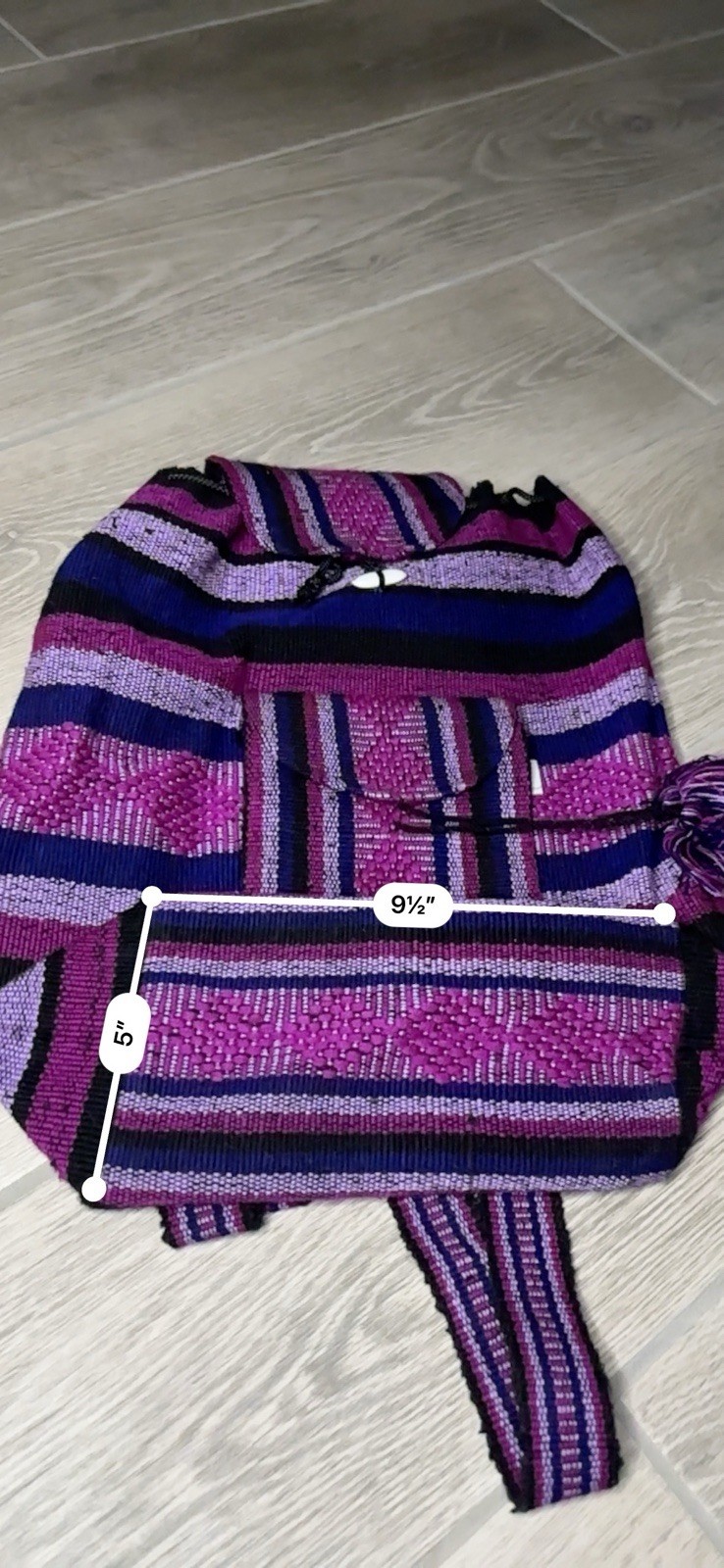 Lillo artisans Hippie Baja Beach Backpack purple Black Stripe