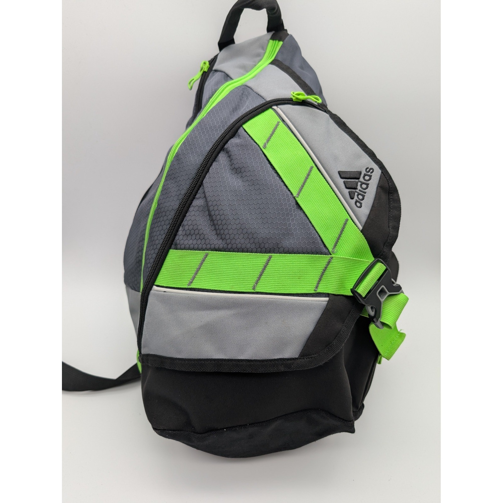 Adidas LoadSpring Sling Backpack Grey Black Neon Green One Strap Bag