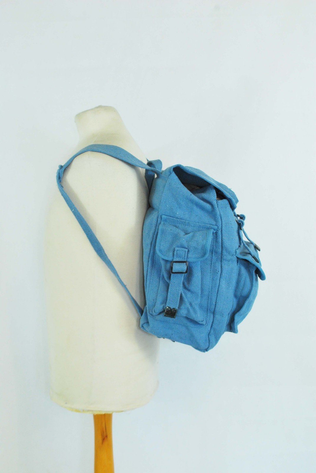 Large Strong Canvas Rucksack/Backpack Laptop Satchel Bag Blue/Yellow/Green/Black