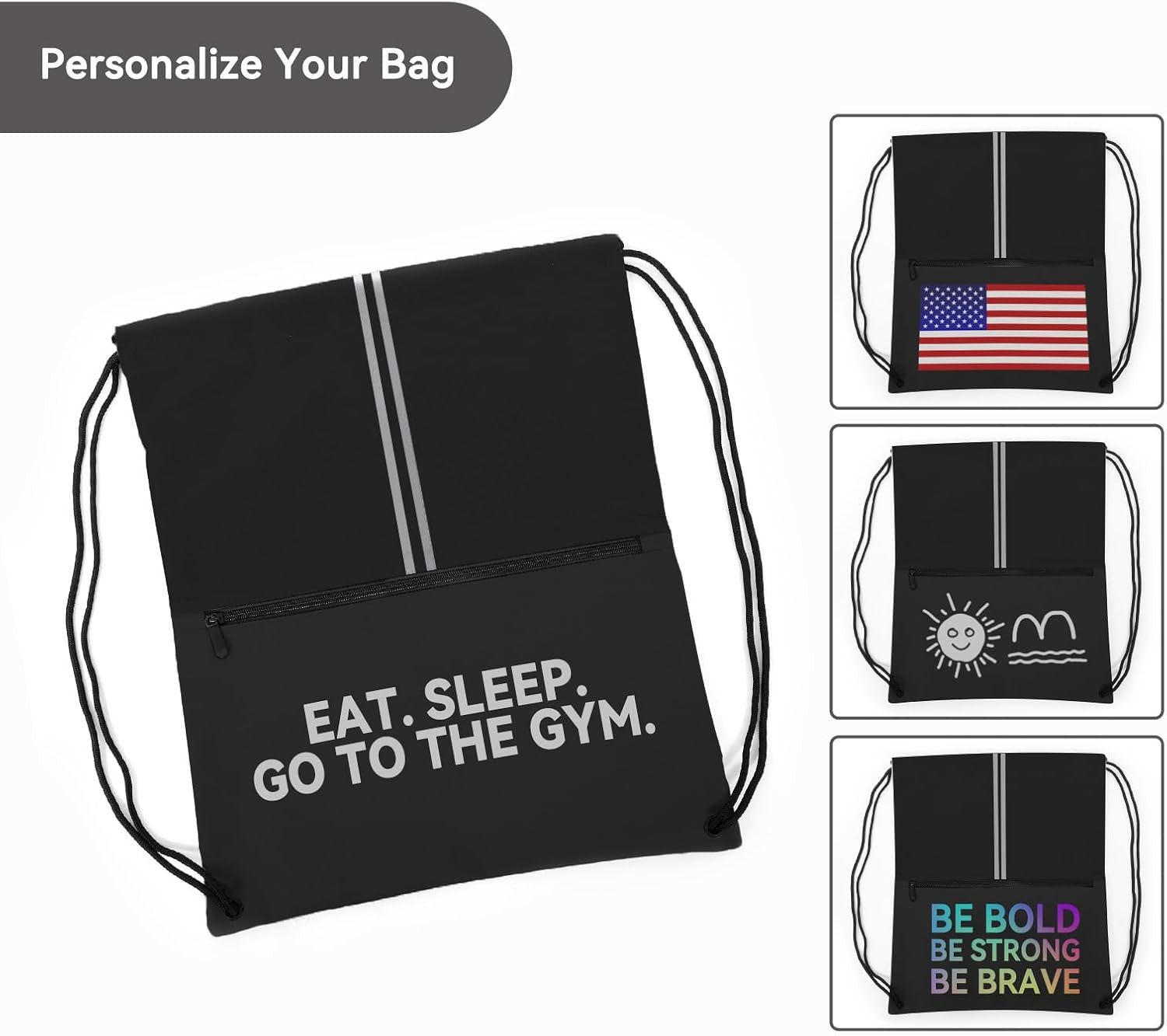 Drawstring Backpack Sports Gym Bag, Draw String Back Bag for Men Women, Lightwei