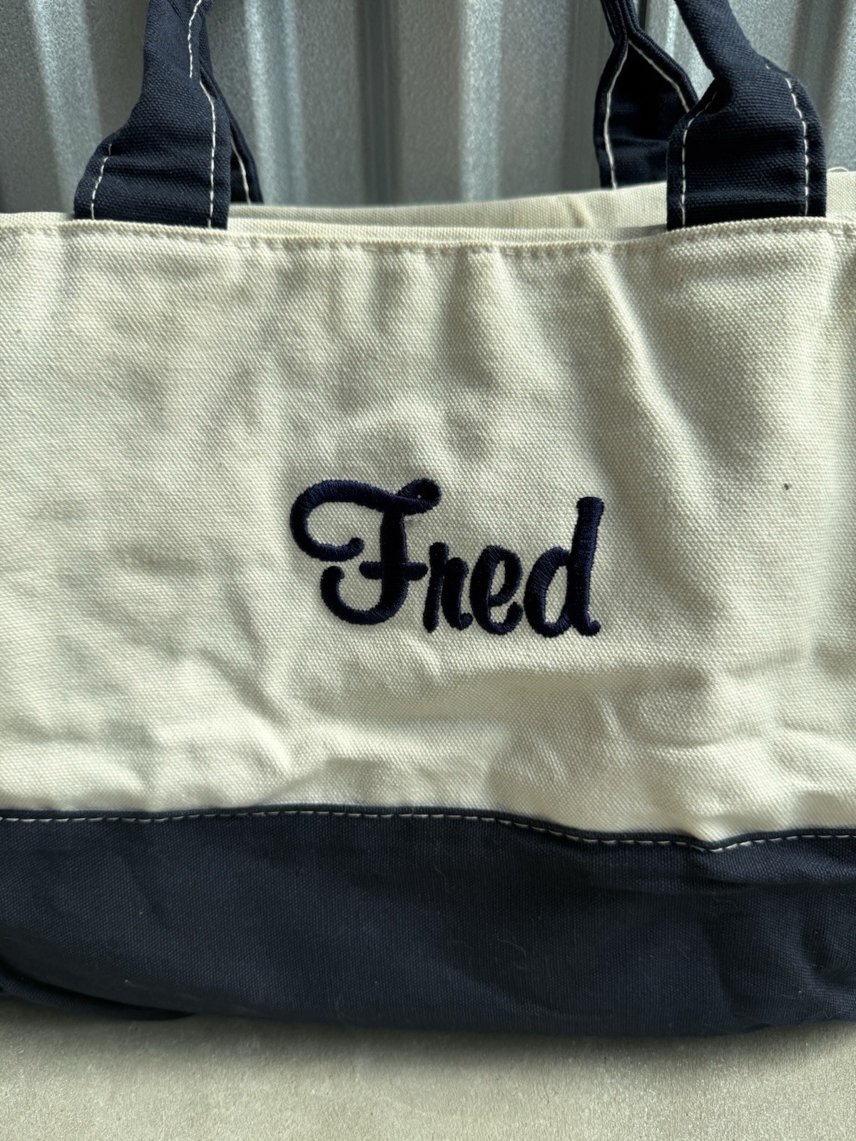 Vintage CB Station “Fred” Embroidery Heavy Duty Canvas Tote Bag Size Medium