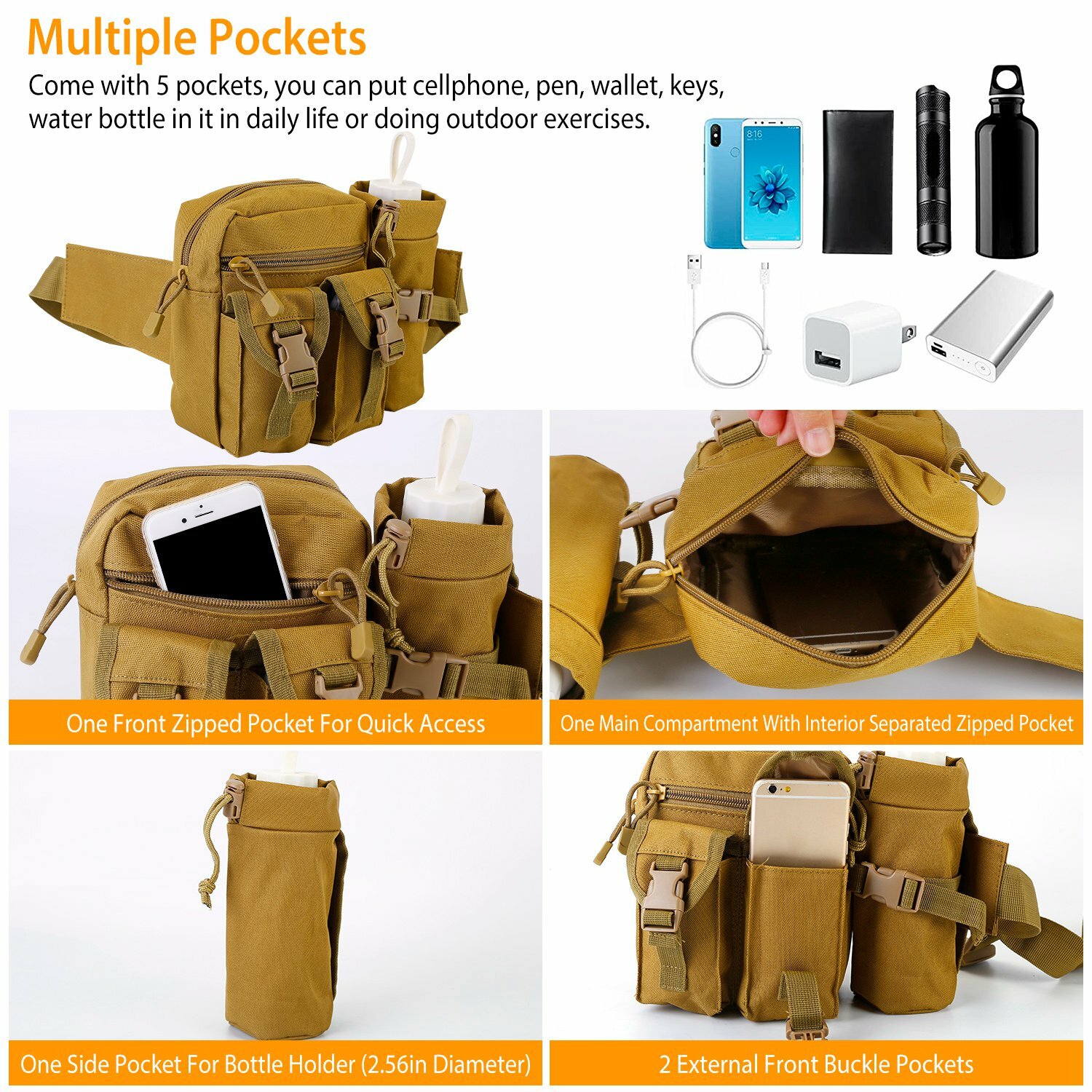 20L Outdoor Utility Tactical Waist Pack Pouch Military Camping Hiking Belt Bag