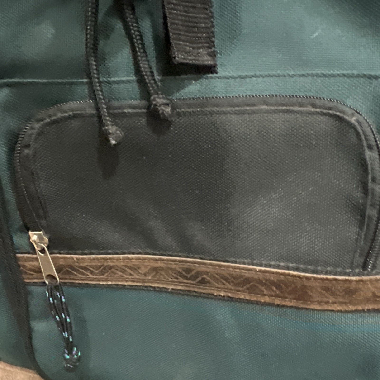 Northwest Territory Y2K Backpack Dark Green Leather Bottom Embroidered Gorpcore