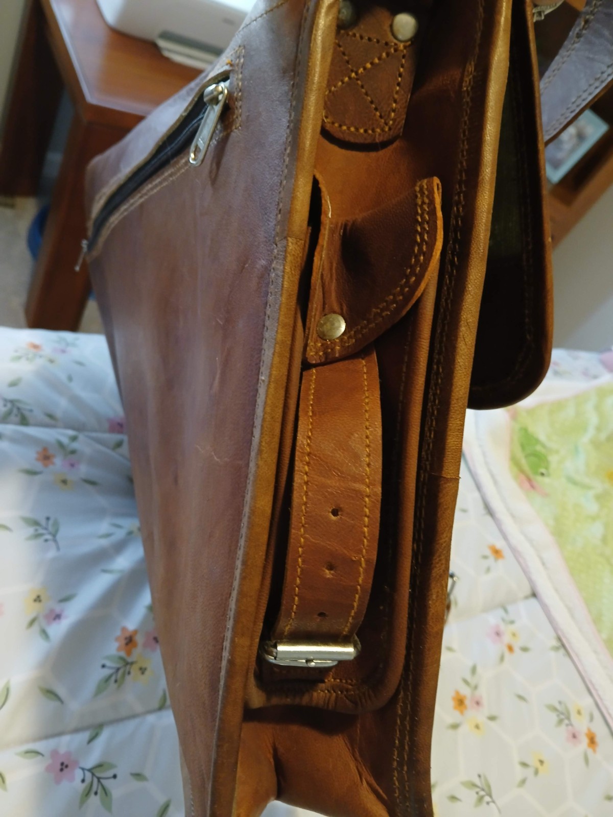 MEN’S HANDMADE WORLD EXECUTIVE BROWN LEATHER SATCHEL MESSENGER BAG MADE IN USA