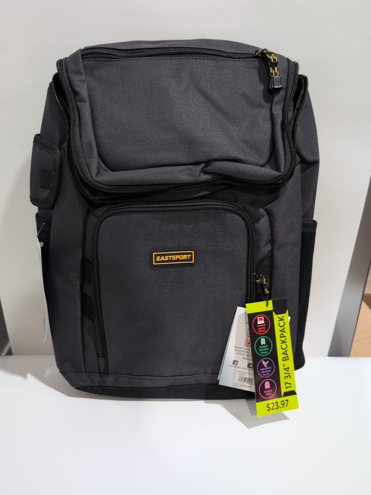 Eastsport Unisex PRINCE TOP LOADER Backpack Padded Tech & Bottle Pocket NEW