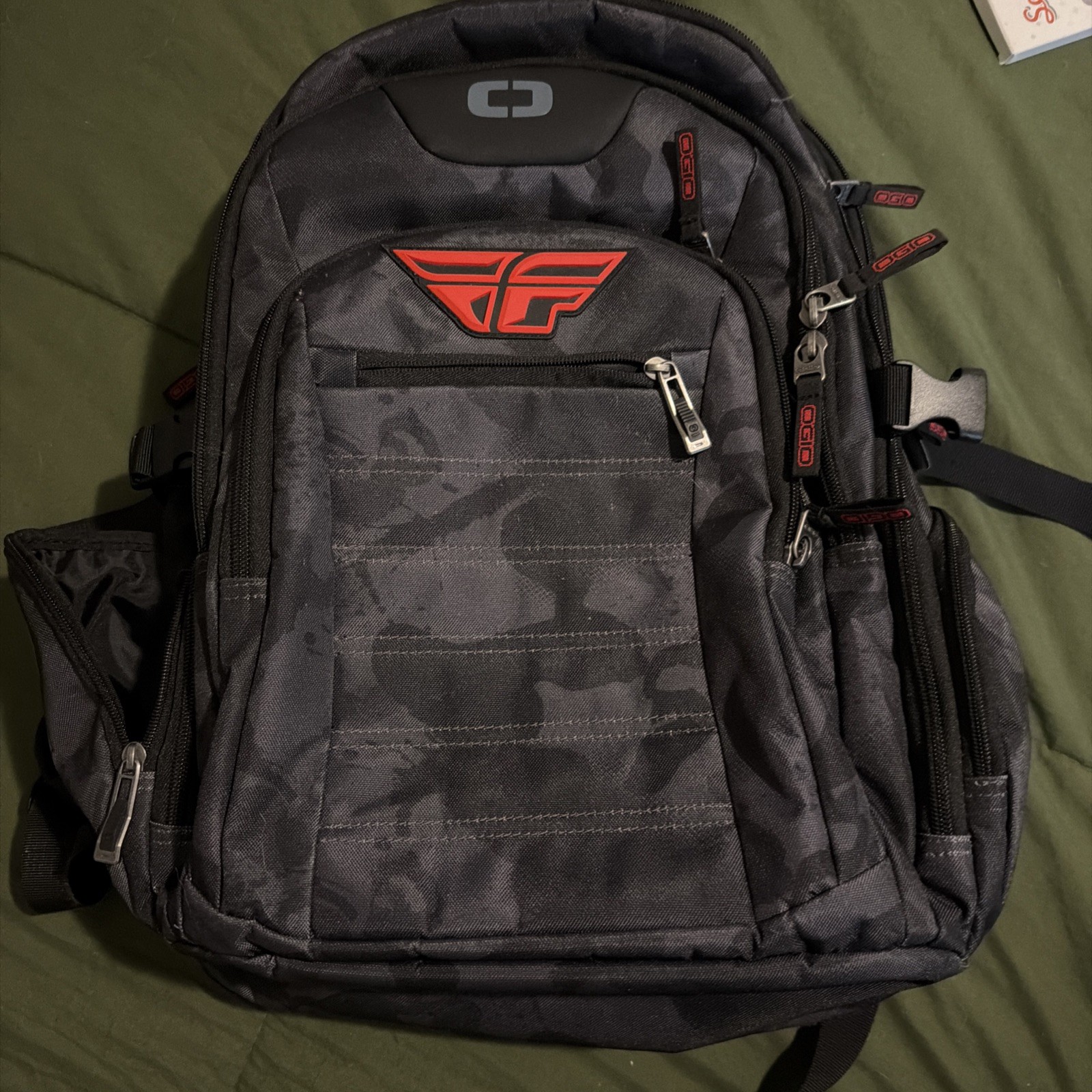 Fly Racing OGIO Urban Backpack Laptop Bag Black Grey Camo Red Logo Moto Skate