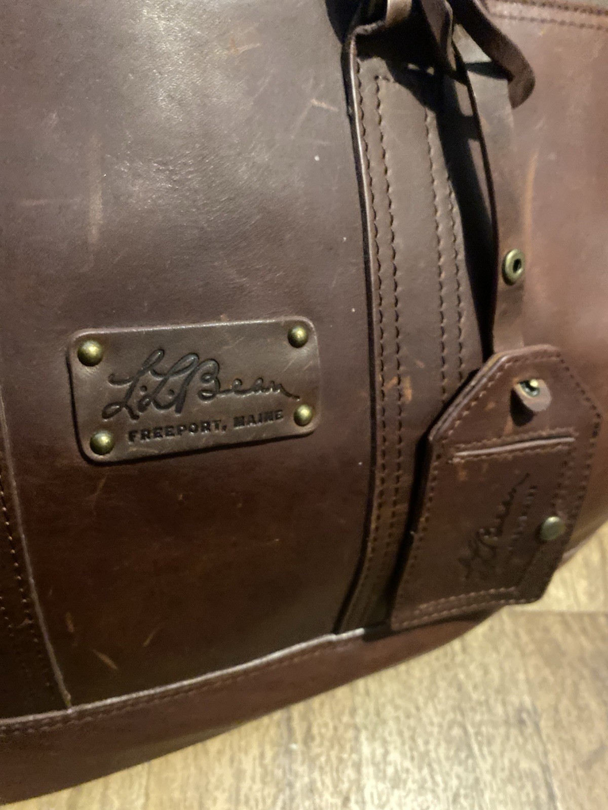 LL Bean Signature original 2010 brown leather duffel bag discontinued