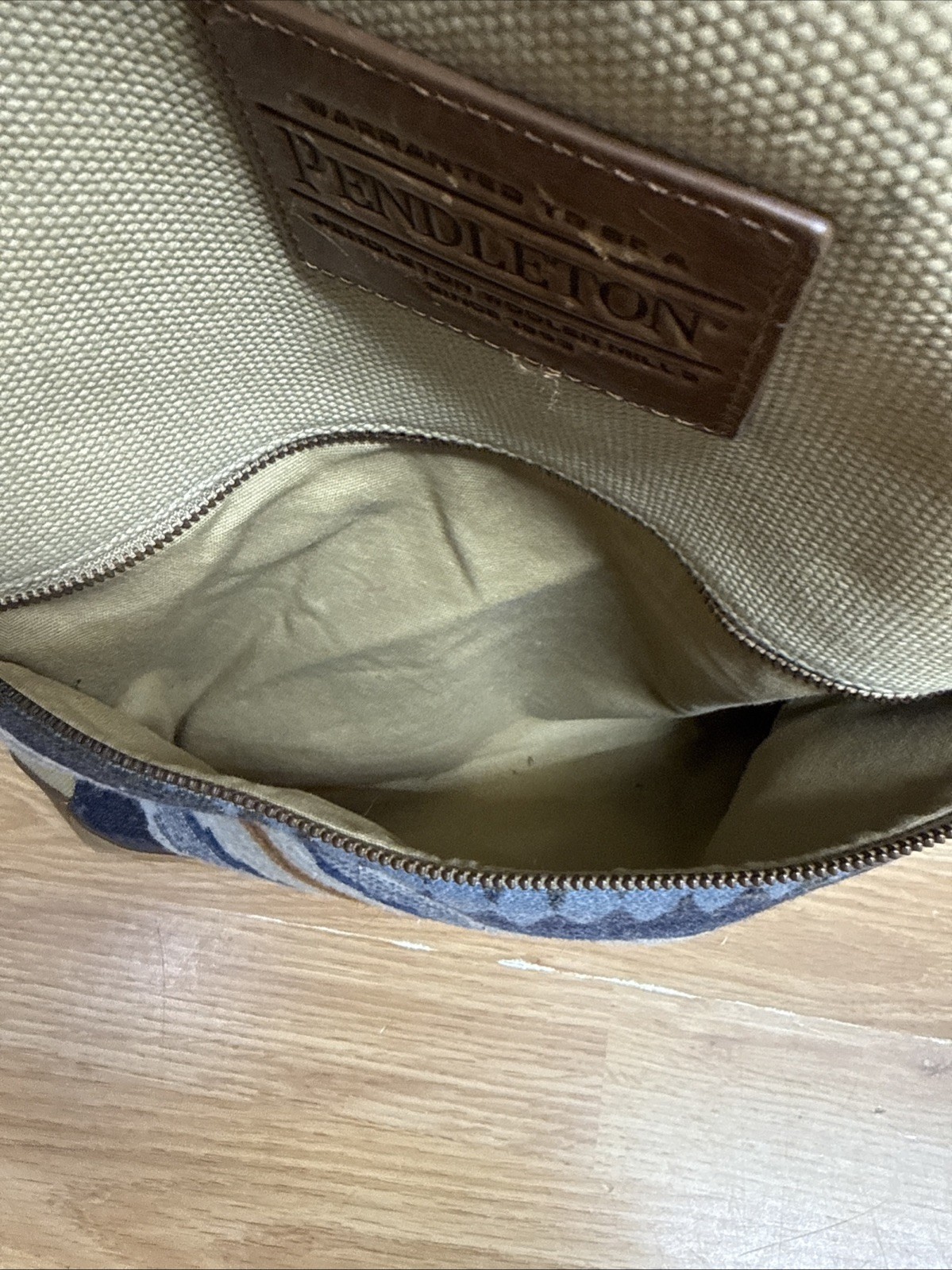 Pendleton Sante Fe Wool/Canvas/Leather Backpack Tan/Blue Native/Western/Aztec