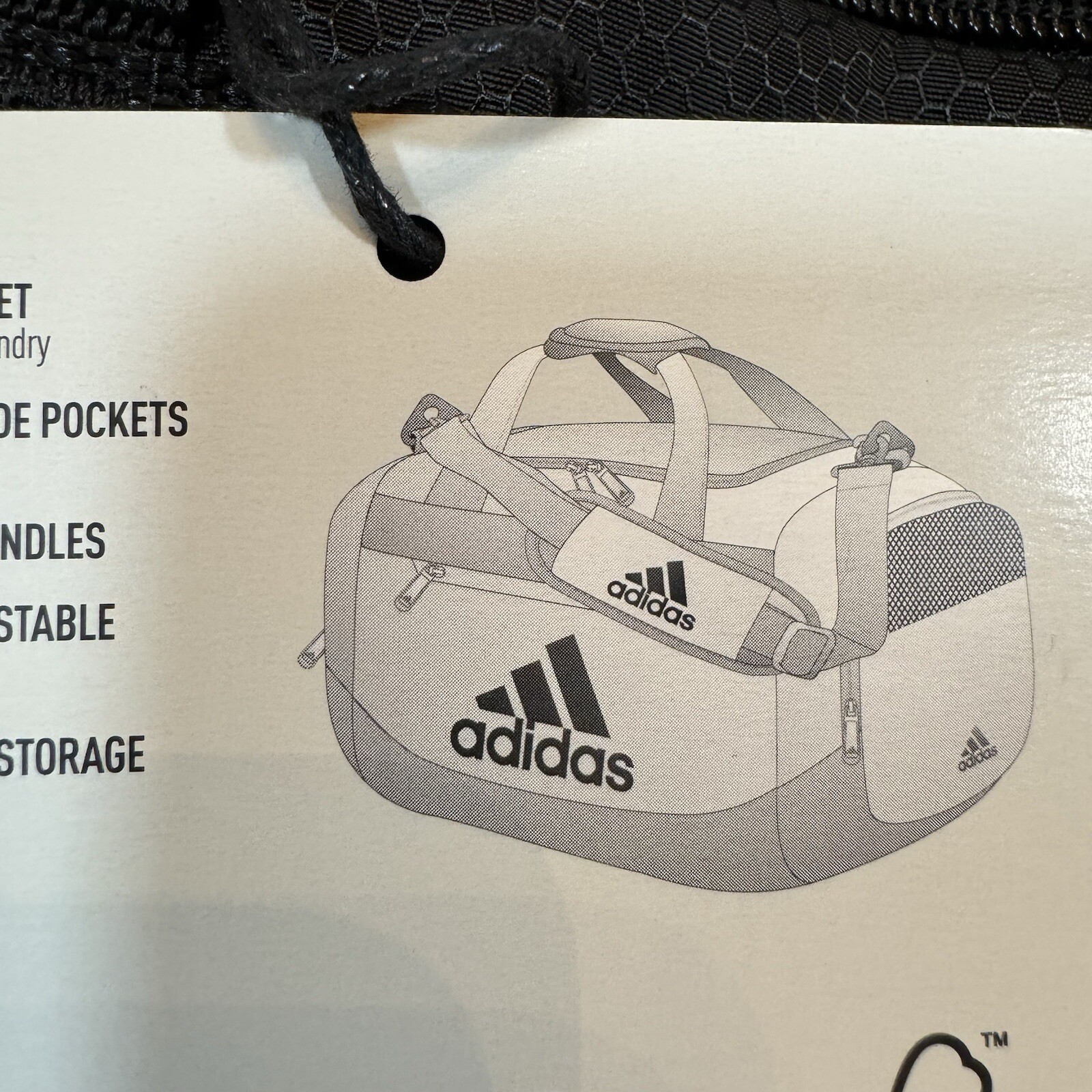 Adidas Defense 2 Medium Duffel Bag Ventilated Gym Outside Zip Pockets Black
