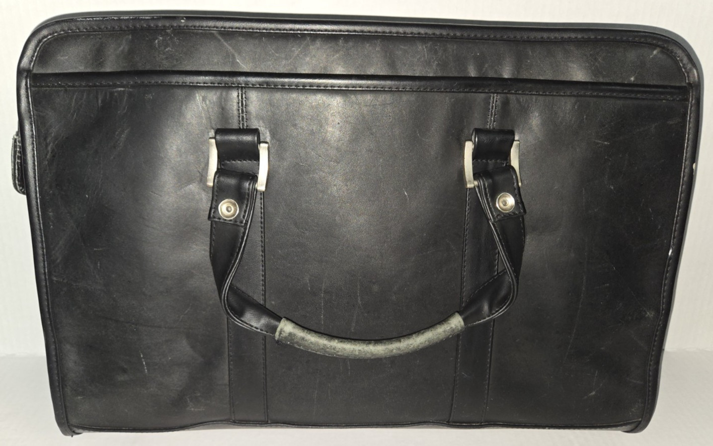 Vintage Bill Blass Black Leather Laptop Portfolio Briefcase Bag Satchel Preowned