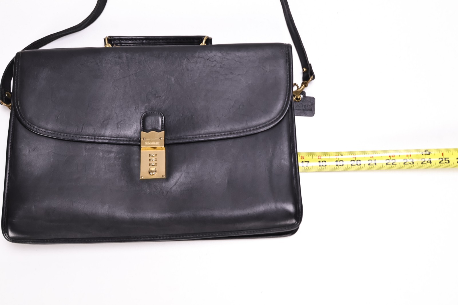 SCHLESINGER Full Grain Cowhide Leather Briefcase / Lawyer Bag USA