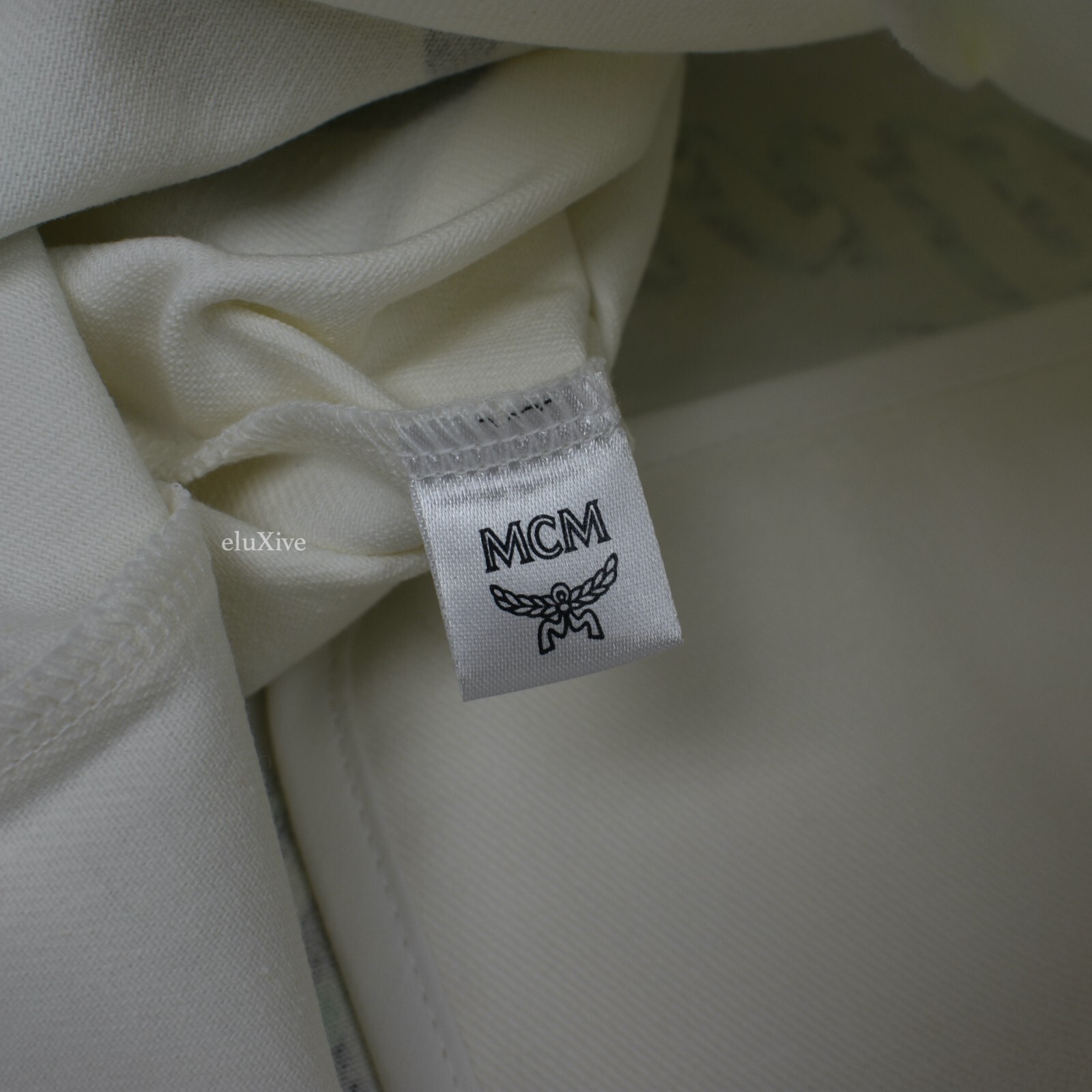 MCM Modern Creation Munchen Abstract Logo Print Canvas Tote Bag AUTHENTIC NWT
