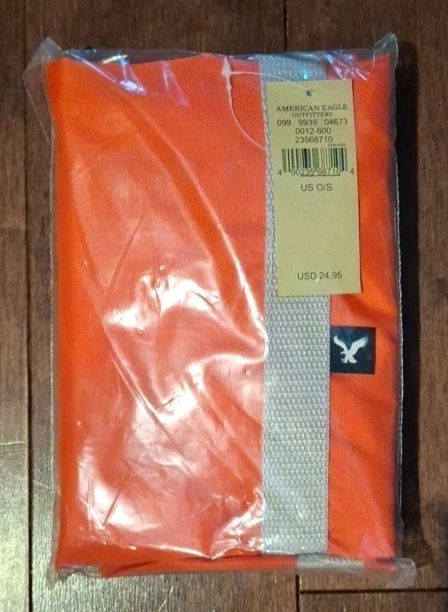 American Eagle AEO Any Wear Orange Duffel Bag With Grey Straps New W/ Tags Gym