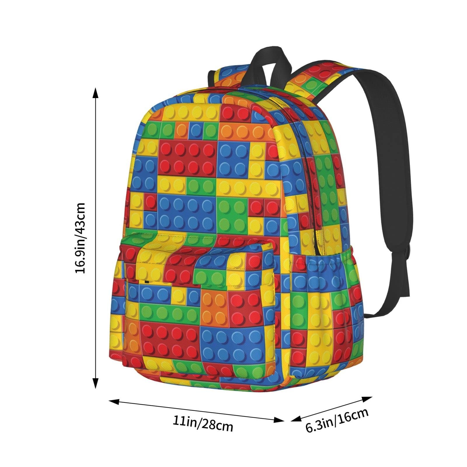 Daily Backpack Colorful Bricks Backpacks Travel Laptop Daypack 17 inch Bags f…