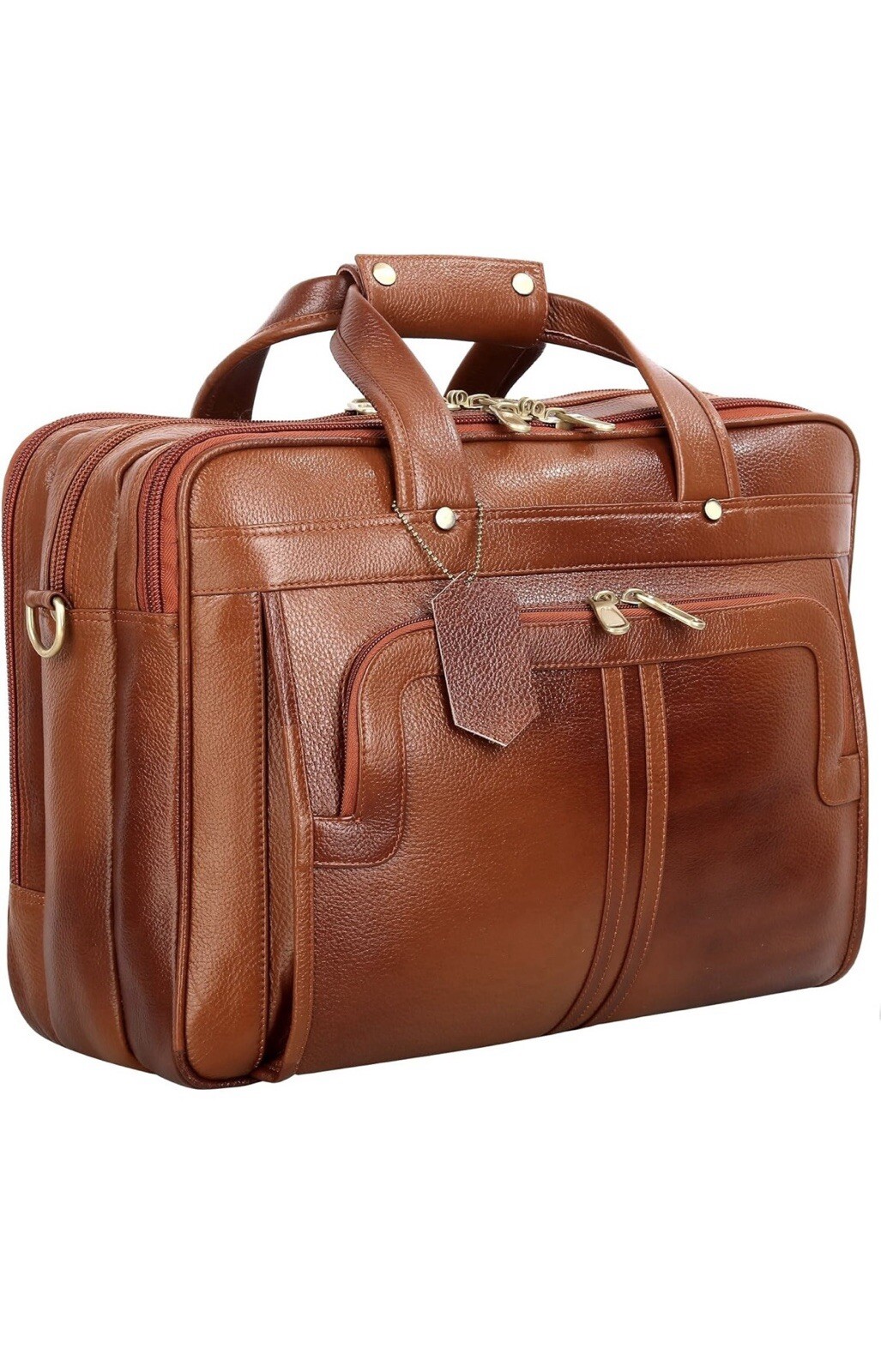 Grain Leather 16” Briefcase Laptop Business Bag For Men And Women