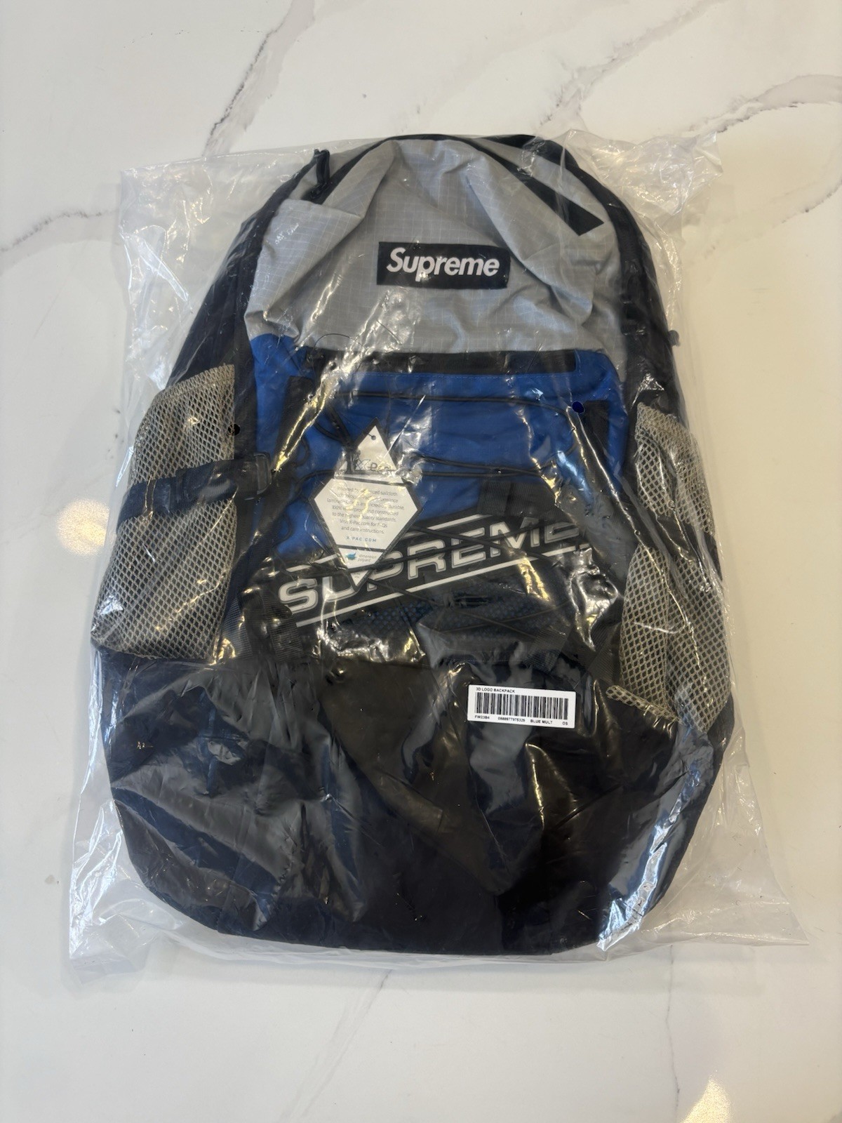 NEW Supreme FW23 3D Logo Backpack Blue Black Box Logo X-Pac Ripstop School Bag