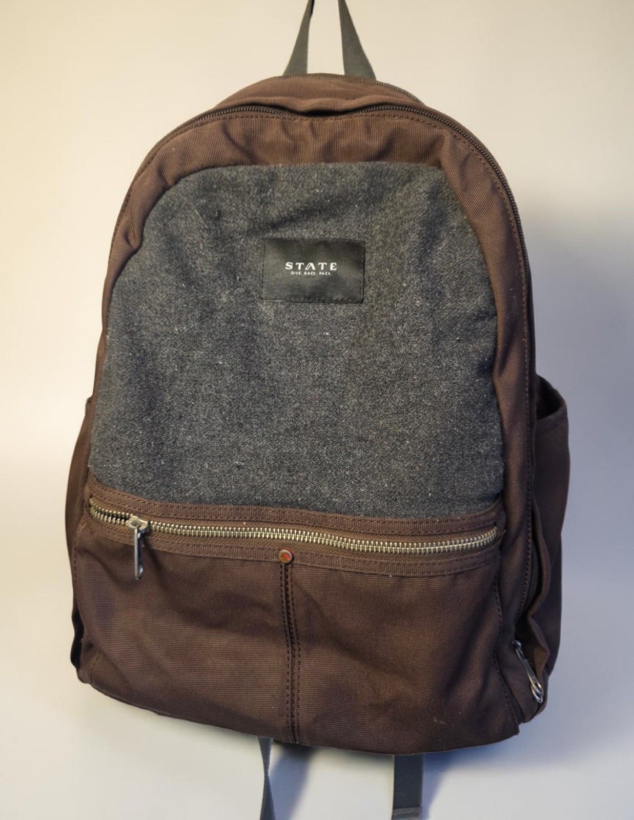 State Backback Evans Double Pocket Limited Edition Brown Gray Adult Size Laptop