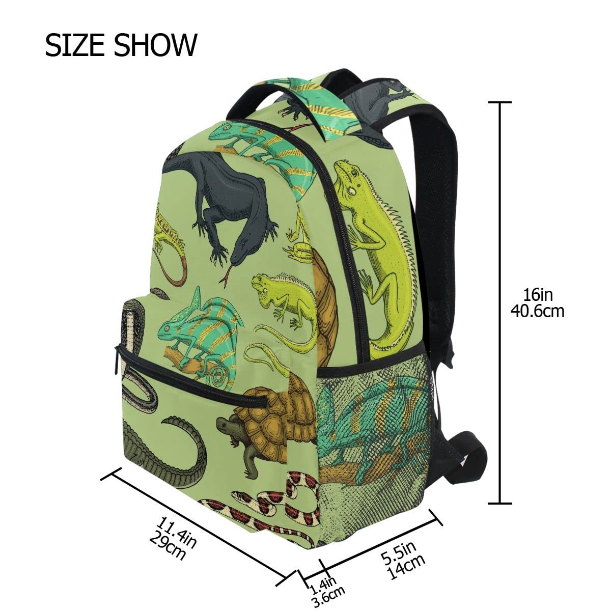 Snakes Lizard Chameleon Turtle Animal Backpack School Bookbag Laptop Gift