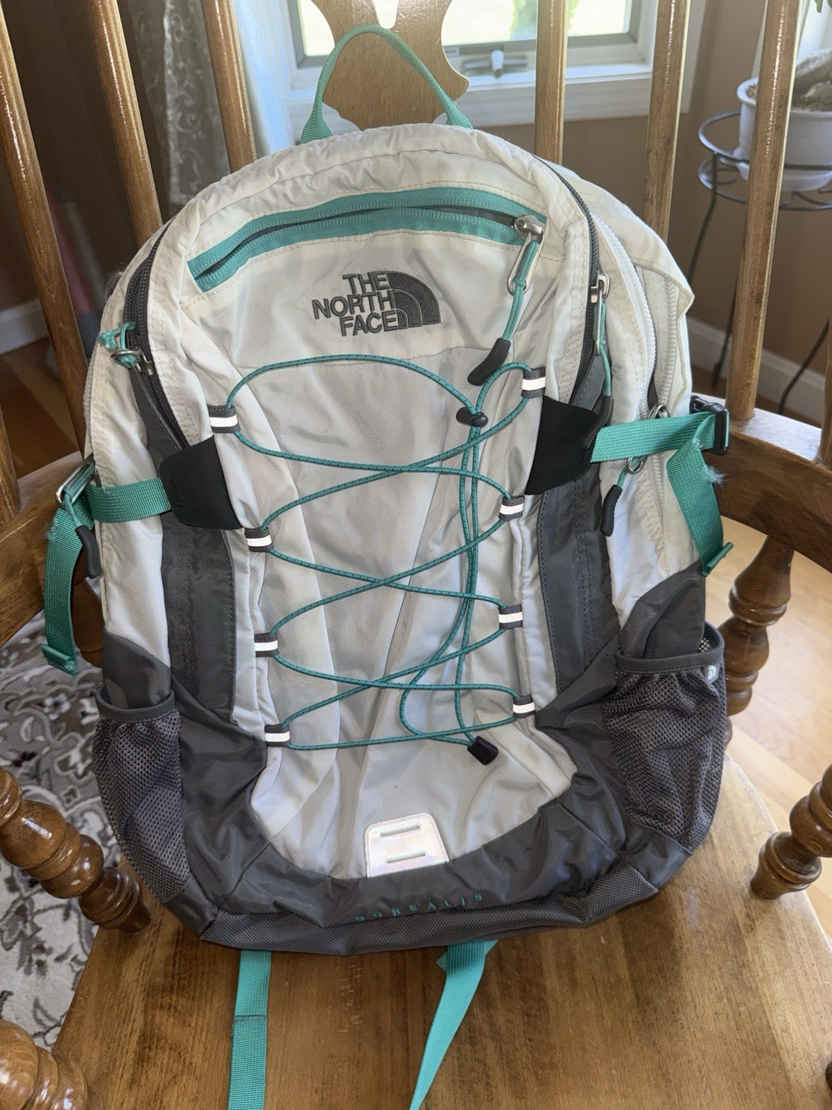 The North Face Borealis Backpack Laptop Day Bag White Padded Hiking School ISSUE