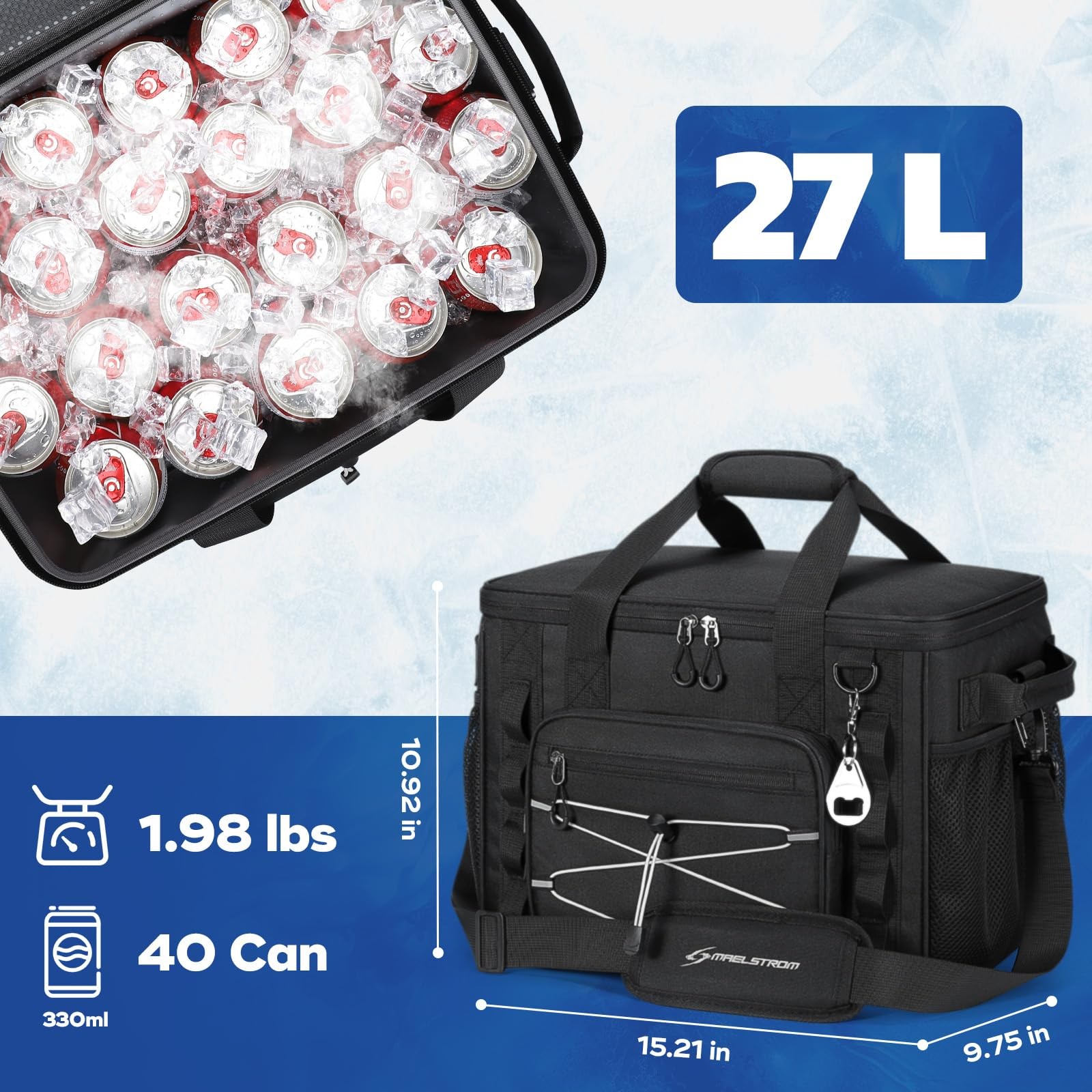 Soft Sided Cooler Bag, 30/40 Can Collapsible Insulated Ice Chest, Large Leakp…