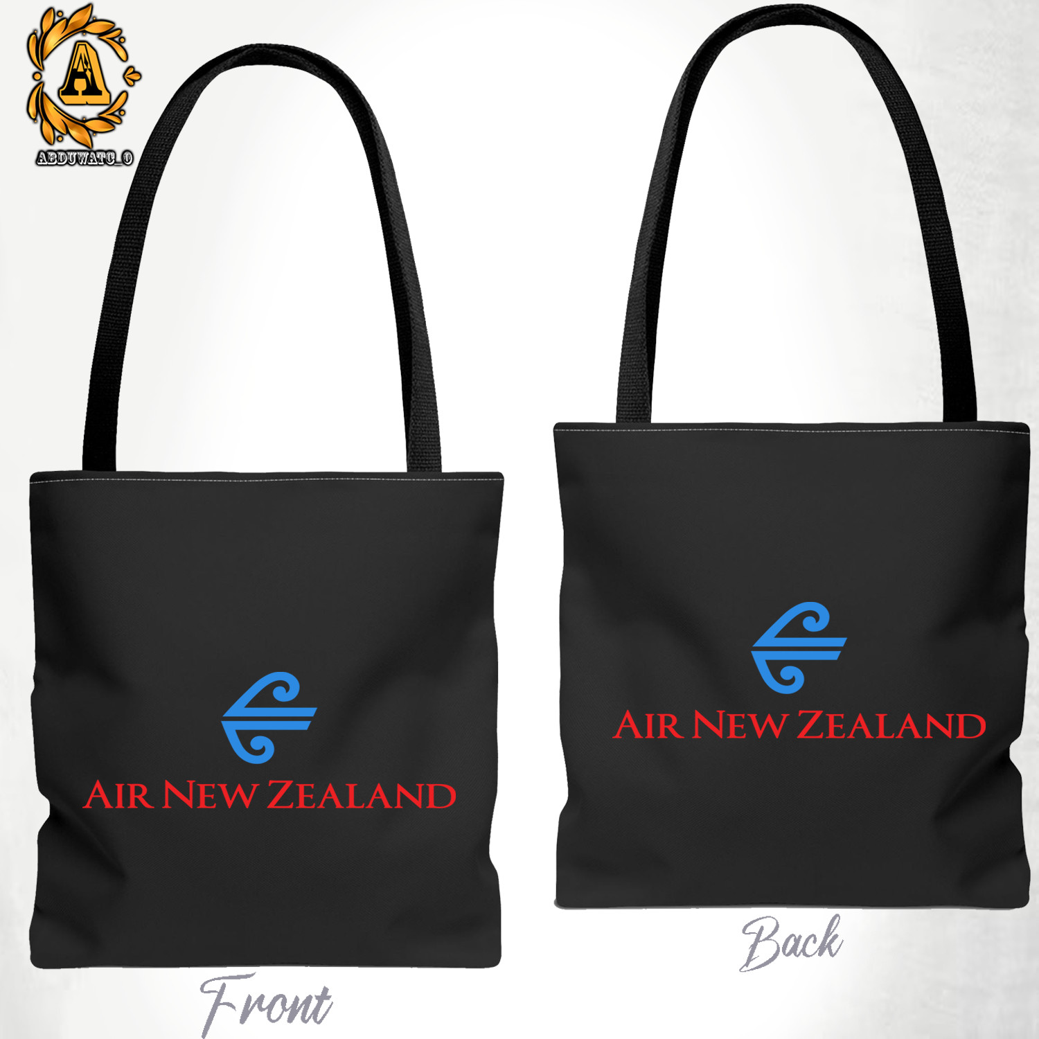 Air New Zealand Airlines Logo Tote Bag Size 13″x13″ 16″x16″ Black/White