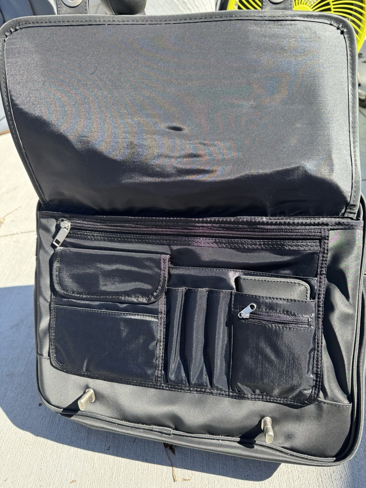 Heritage Leather Goods black microfiber PVC portfolio briefcase