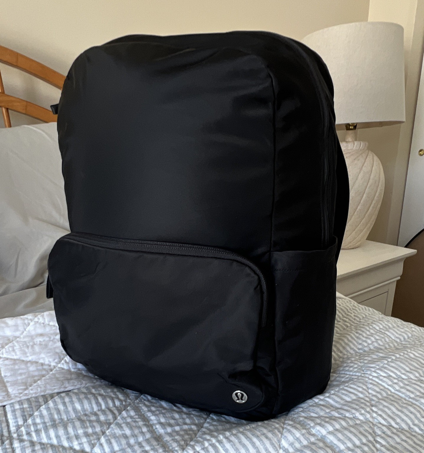 lululemon Black Large Backpack Zip Closure Top Handle Adjustable Straps Pockets