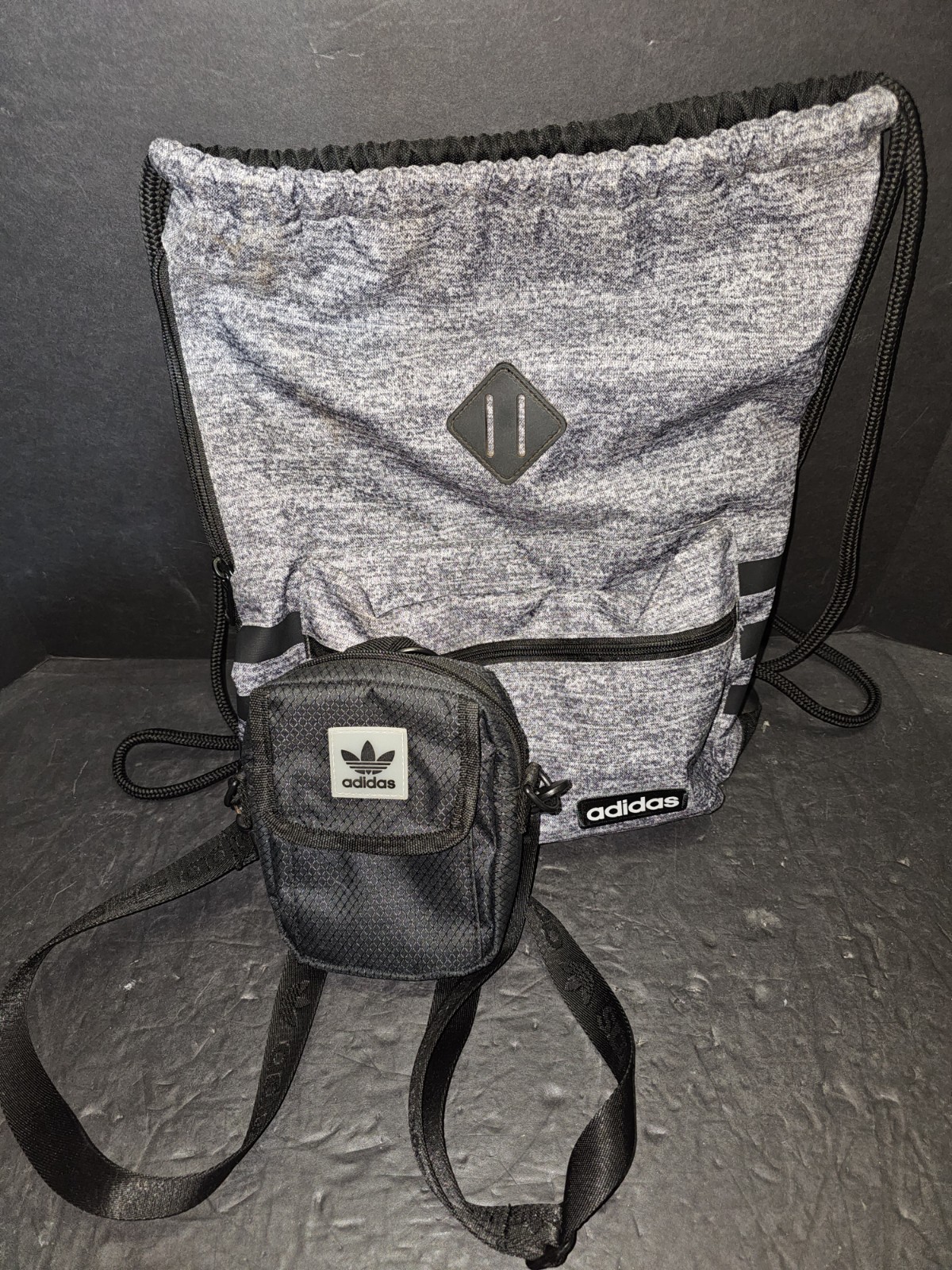 Adidas Alliance II Sackpack Drawstring Sling Bag Zipper Pockets & Crossbody Bag