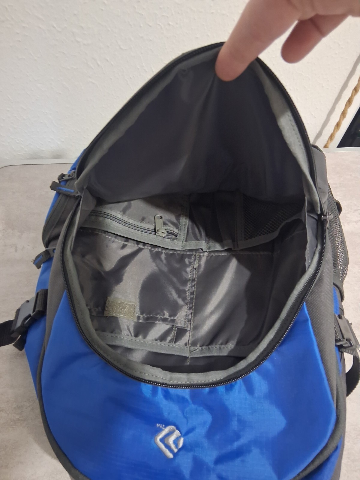Deluxe Large Blue Grey Gray Backpack Padded Straps Many Pockets Buckle (UNUSED)