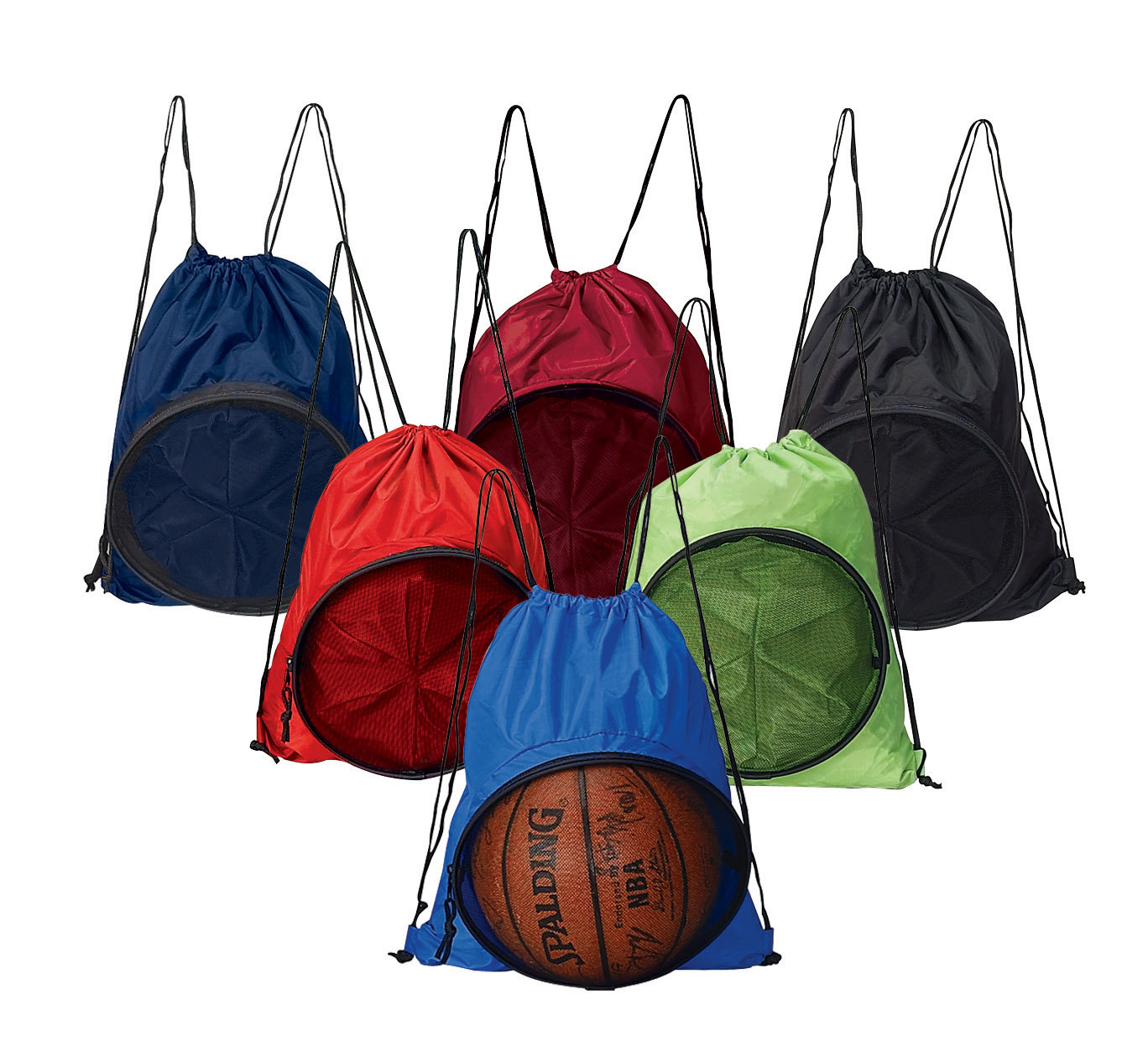 Unisex Fitness Work Out Sports College Draw String Basketball Ball Backpack 2477