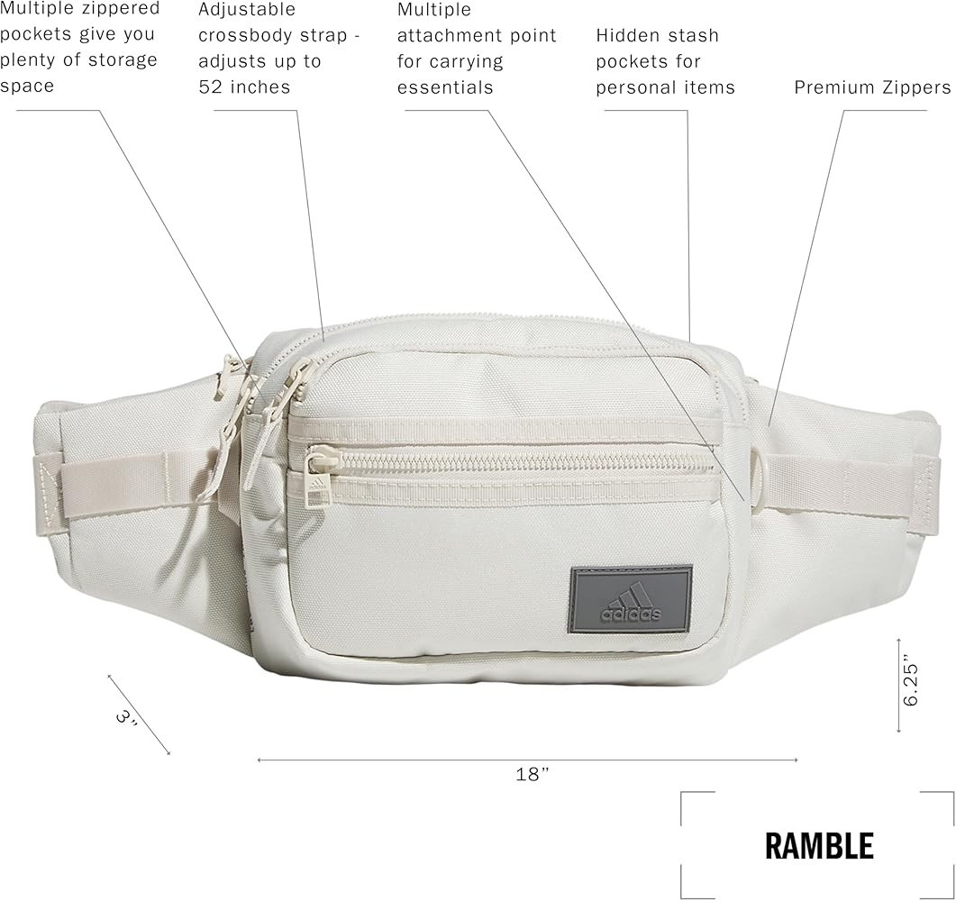 NWT Adidas Ramble Crossbody Sling Bag Belt Fanny Pack Shoulder Beige Grey IU9300