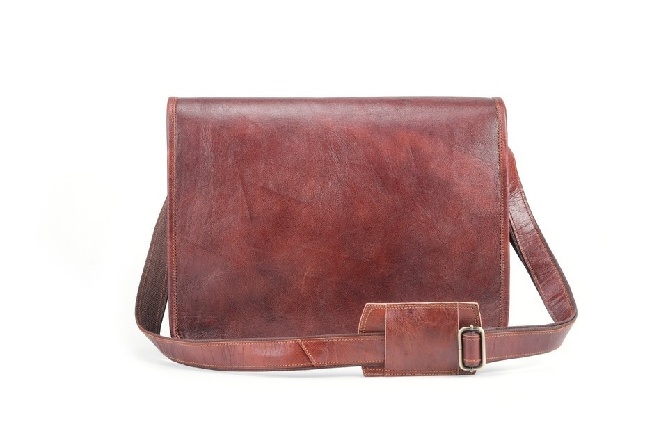 Leather Laptop Bag Brown New 15 In -Men Handmade World