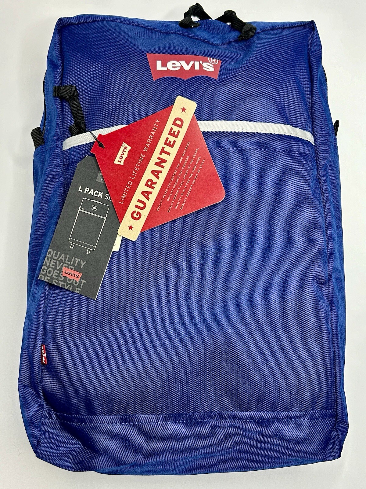 Levi’s L-Pack Slim Backpack Blue W/ Grey Stripe And Black Accents