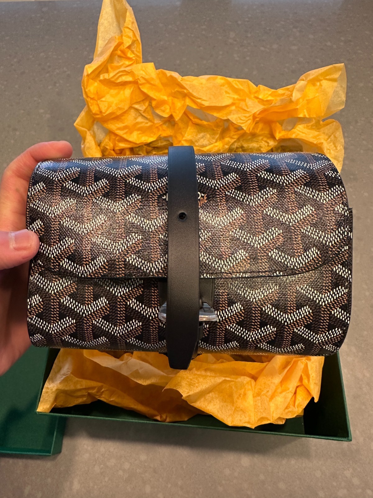 Goyard Montre De Voyage Double Two Travel Watch Roll Box Case Black BRAND NEW