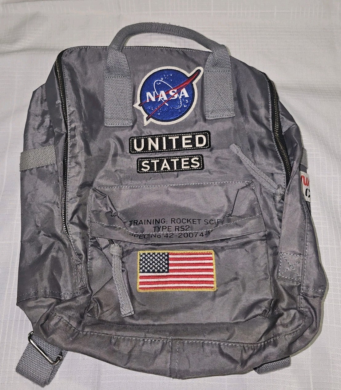 Red Canoe NASA Backpack Gray With Nasa Patches 16″