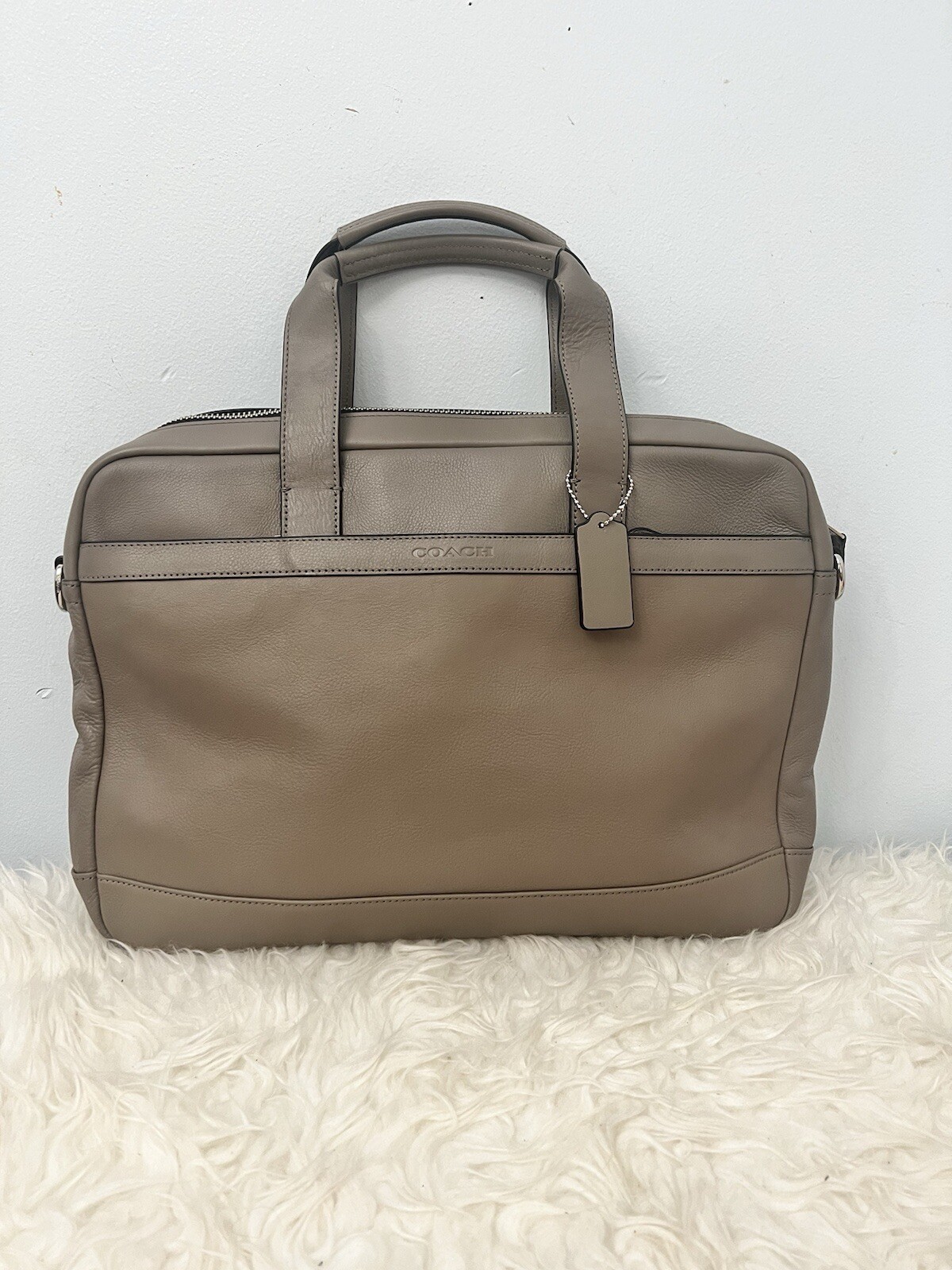 Coach Mens Hudson Surplus Green Smooth Leather Briefcase Bag F71561