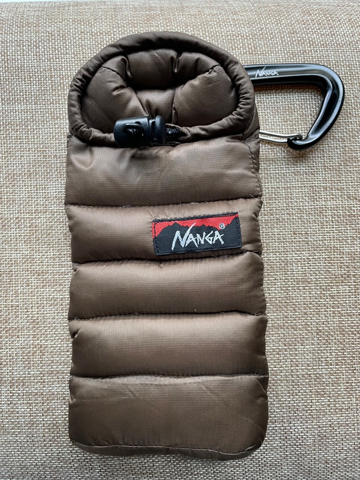 NANGA Mini Sleeping Bag Phone Case Coyote Brown Down-Filled Gorpcore EDC Pouch