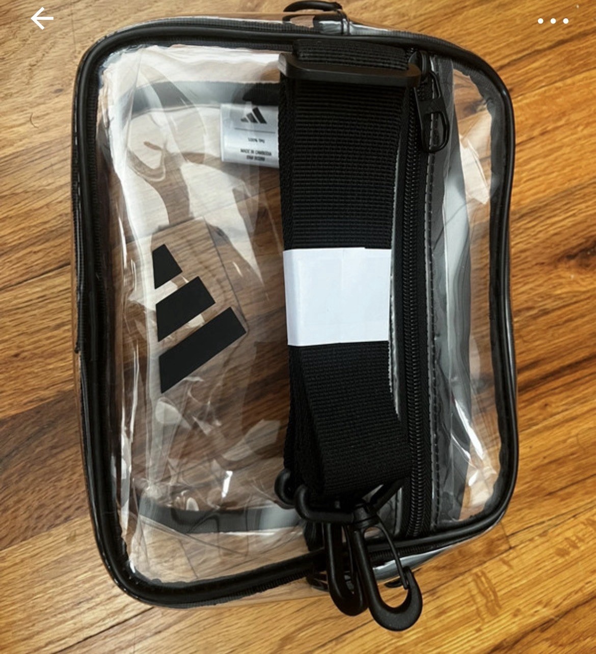 adidas Clear/Black Small Crossbody Bag Zip Closure Adjustable Strap Unisex
