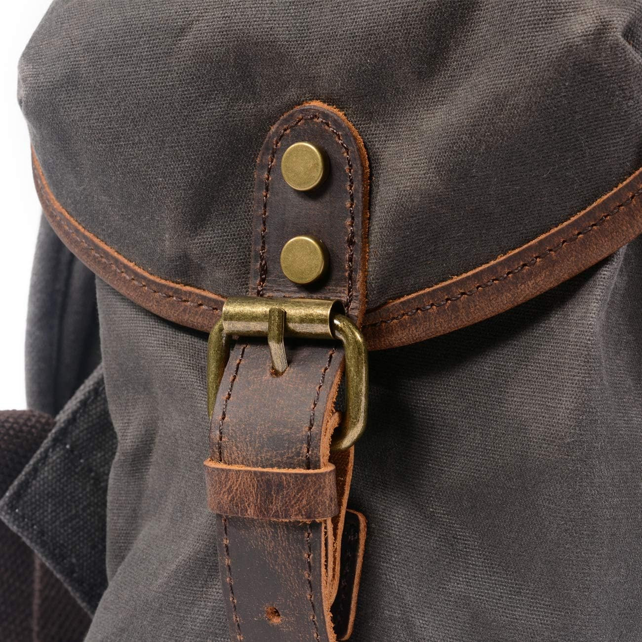 Genuine Leather Canvas Waxed Backpack Travel Rucksack Laptop Bag