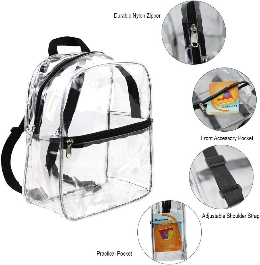 Stadium Approved Clear Mini Backpack, Heavy Duty Cold-Resistant Transparent PVC
