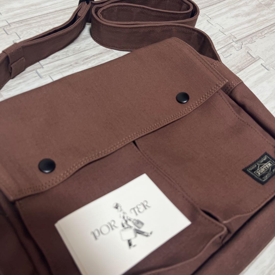 Authentic Yoshida Kaban PORTER Shoulder Bag Brown 25x28cm Cotton Canvas Excellen