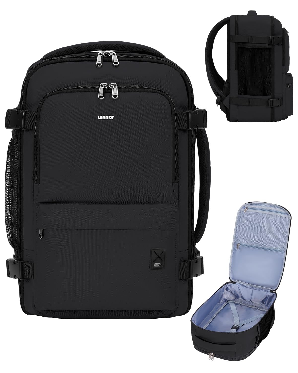 Personal Item Small Travel Bag Backpack 17x10x9 Inch 15.6 Laptop Men Black