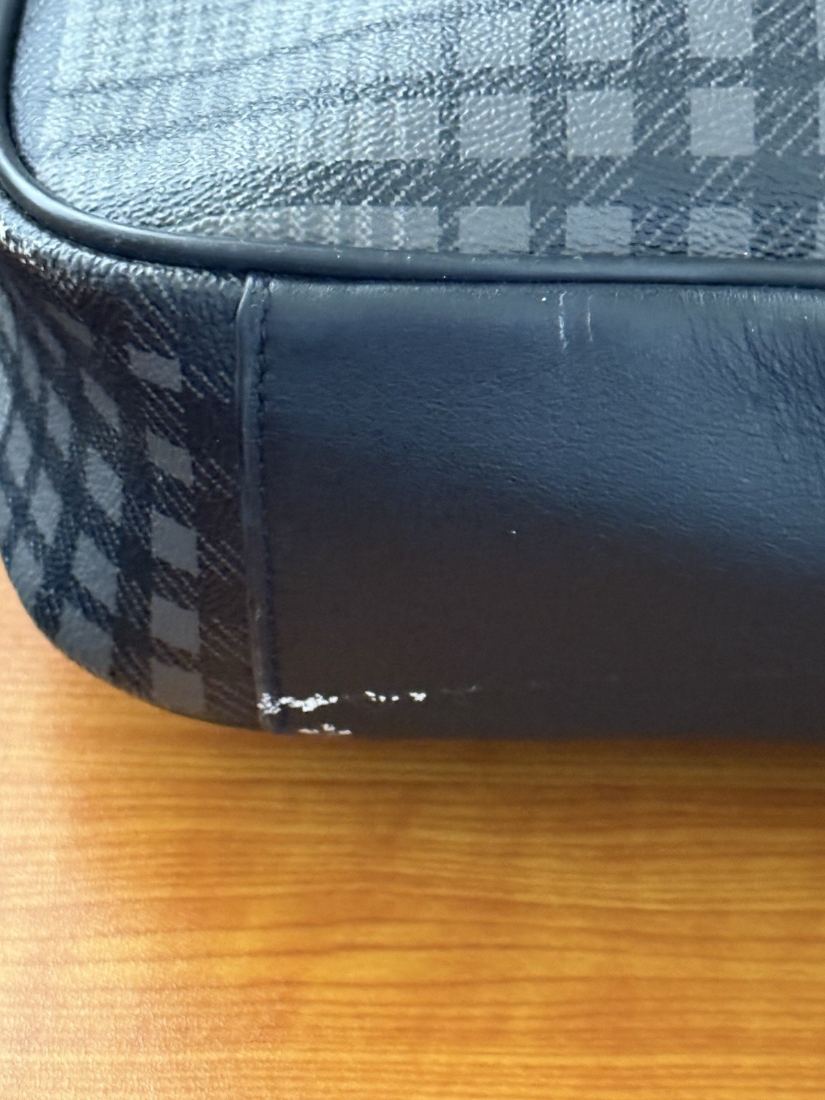 Coach Coated Canvas & Leather Perry Black & Gray Twill Plaid Briefcase
