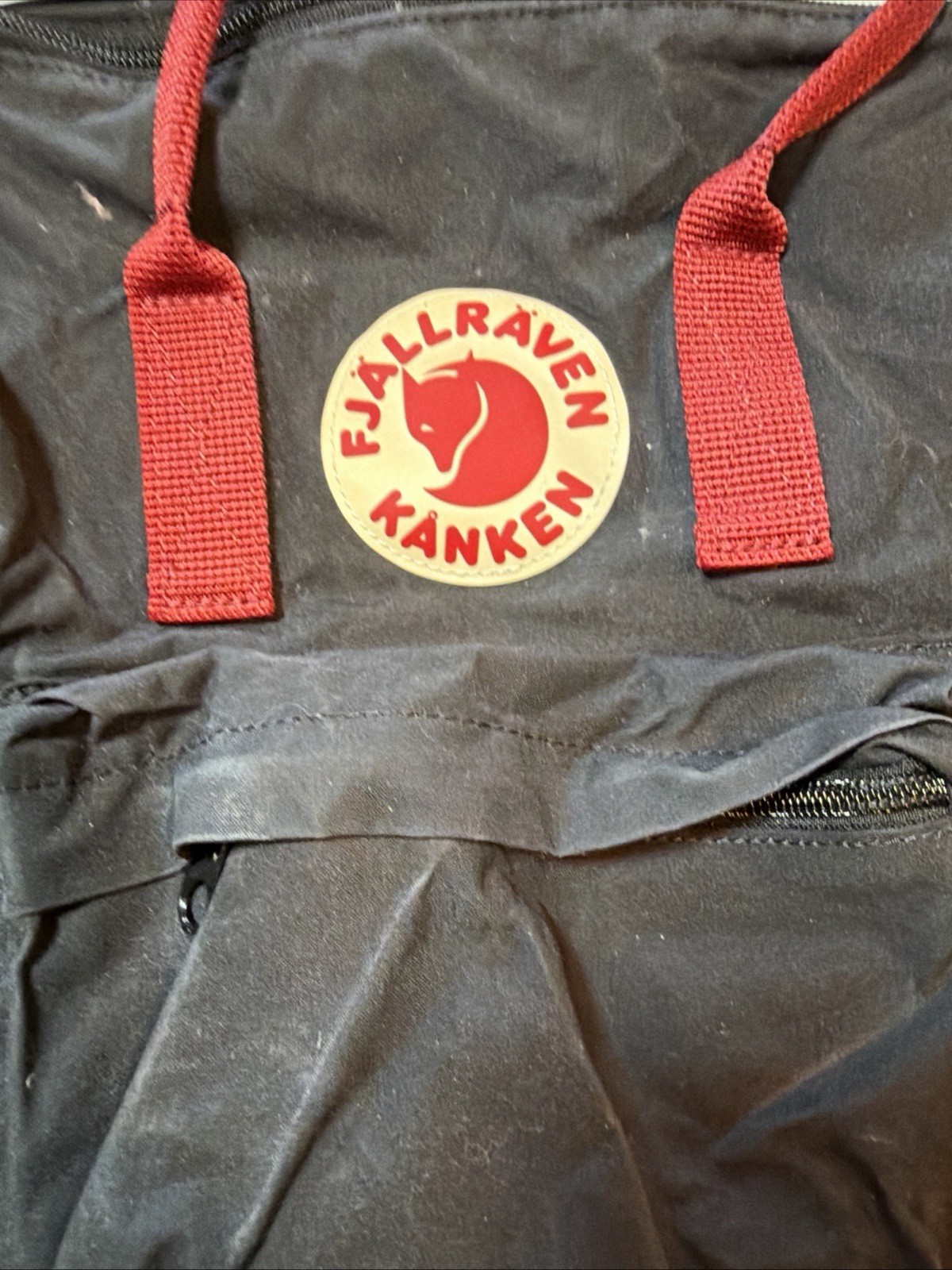 Fjallraven Kanken Backpack Black w/ Red Straps Classic School Travel Bag