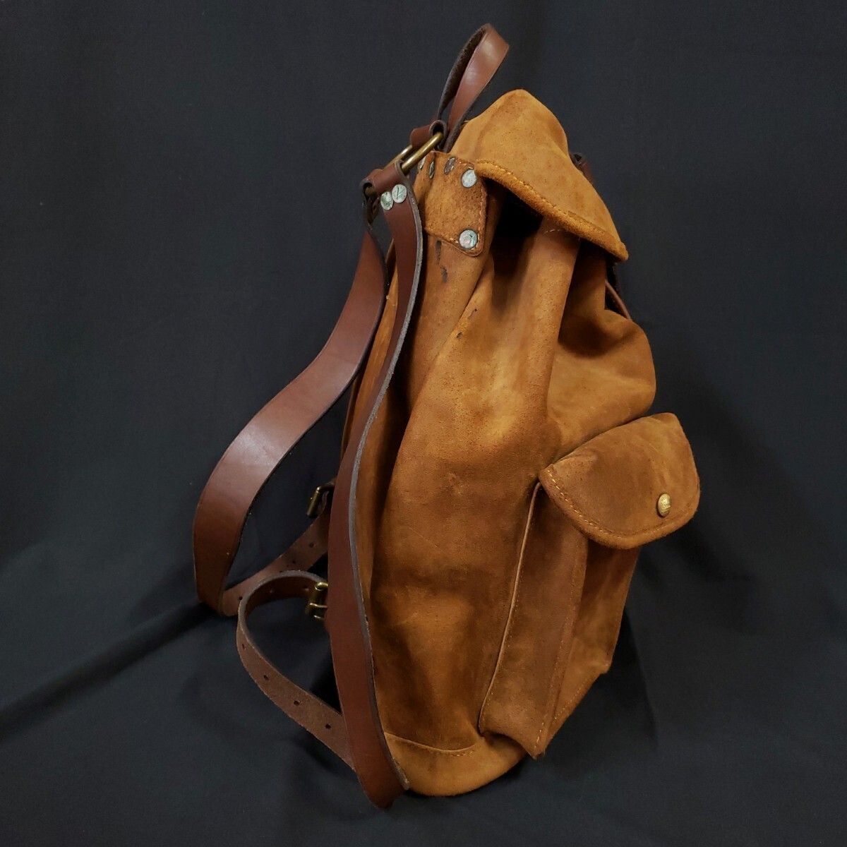 RRL Suede Backpack Camel type Size H 16.5 x W 14.1 x D 4.3 in