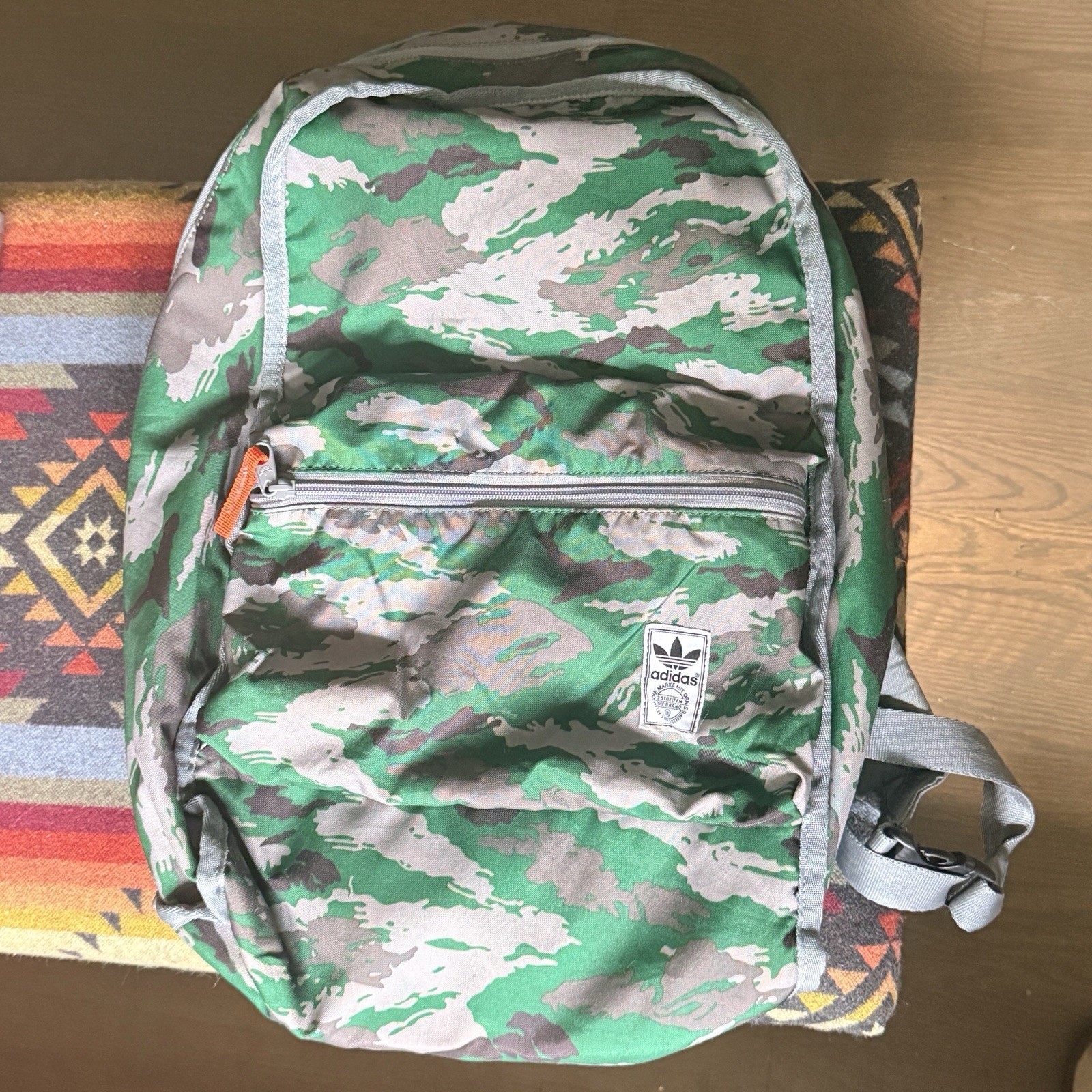 Adidas Originals Green Camo Backpack Double Strap Men’s One Size