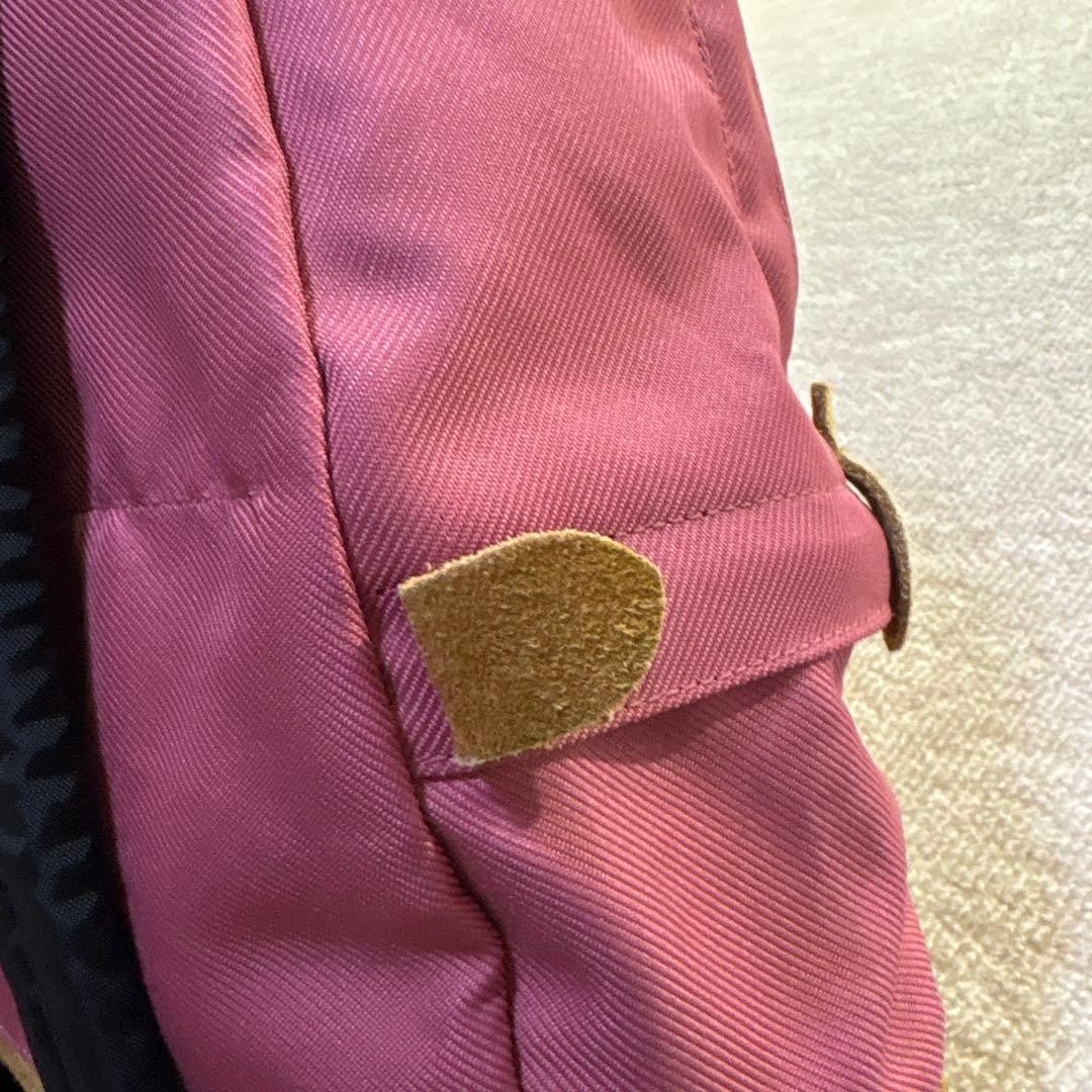 The North Face Pink Canvas Suede Backpack 34x42cm Used Japan